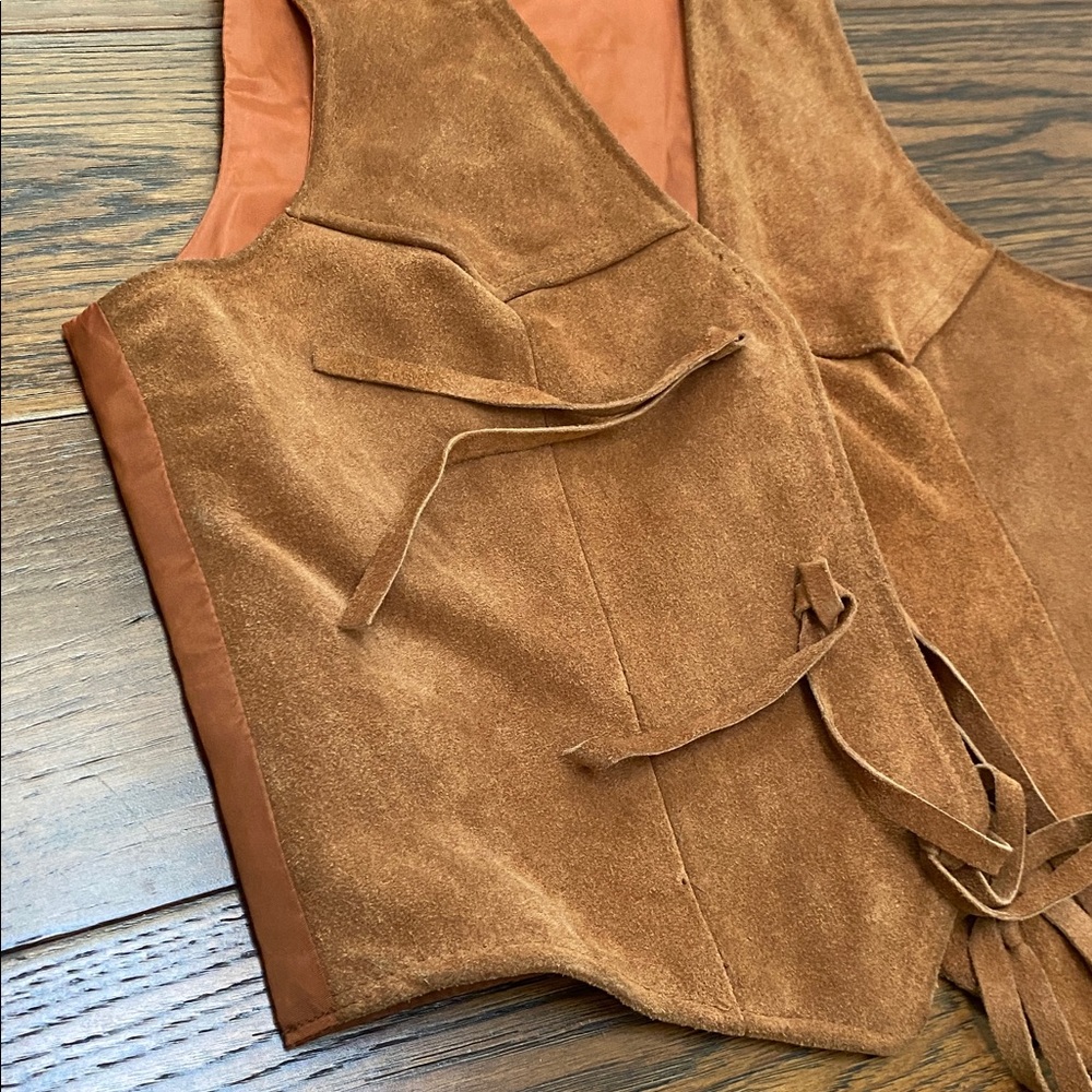 Vintage western leather fringe vest, brown suede, size S - Picture 3 of 14